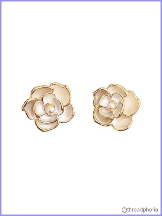 Jewelry - White Gardenia Acrylic Flower Stud Earrings Sterling Silver Posts